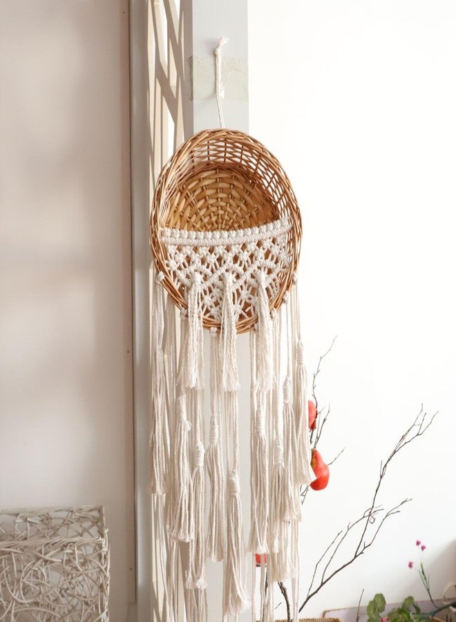 SHCMSADO Macrame Willow Storage For Living Room Bedroom Dorm Background, Boho Wicker Hanging Wall Decor Mini Chic Organizer for Nursery key Aromatherapy and Small daily necessities - Image 5